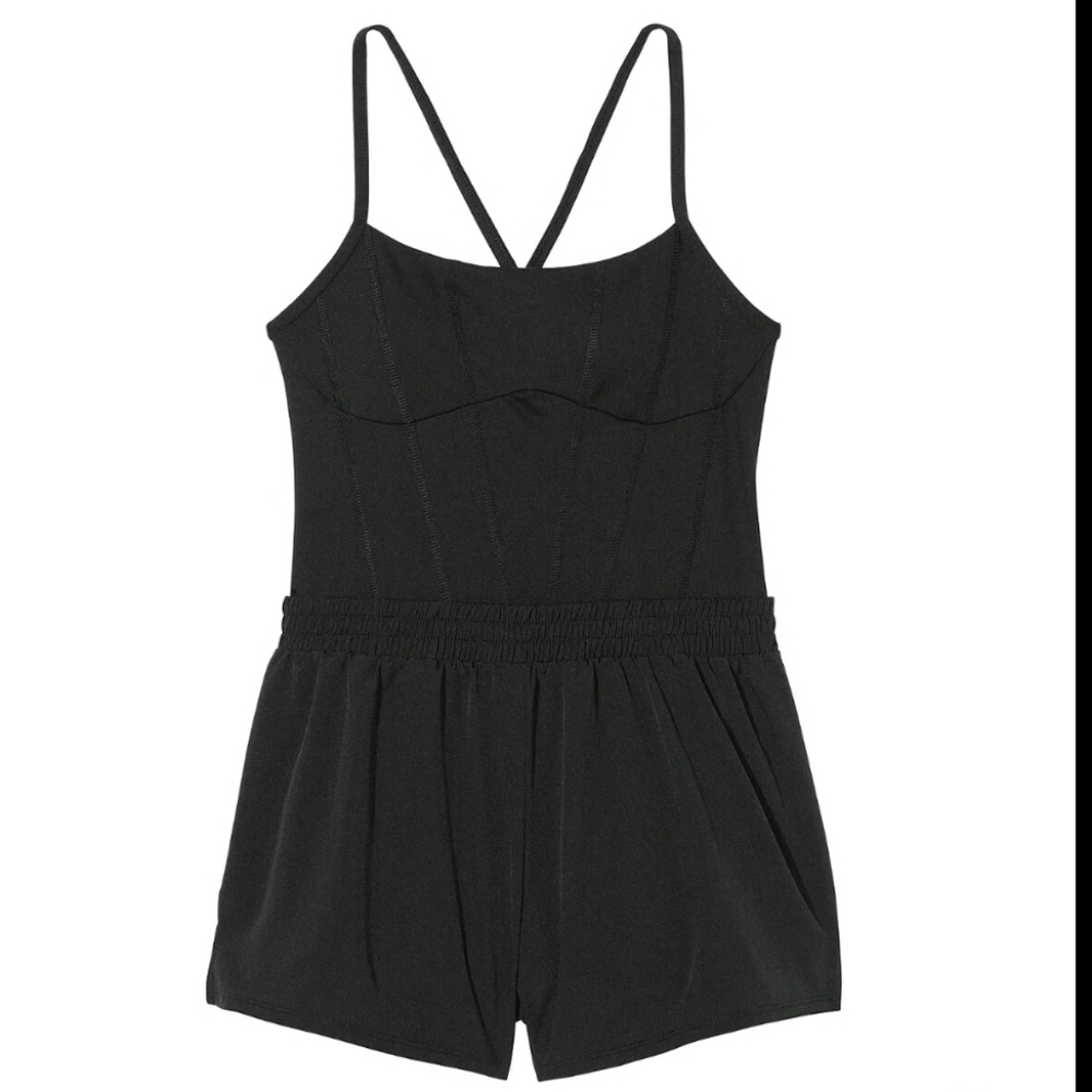 NWT PINK Victoria's Secret Ultimate Runsie Black Athletic Romper Size Large - Picture 4 of 5
